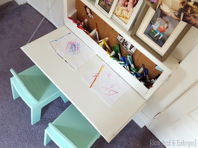 Fold-down Children's table with storage inside, and a chalkboard on the outside! 