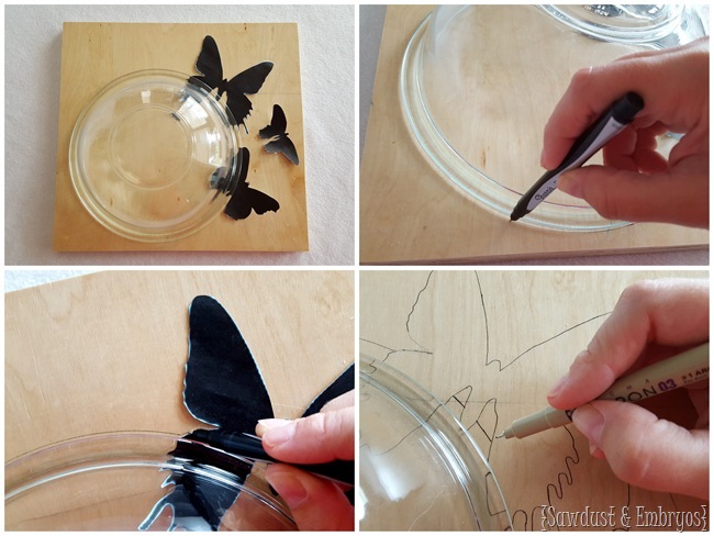 How to make your own butterfly 'cutout' clock... where it looks like the butterflies are flying out of the clock! {Sawdust and Embryos}