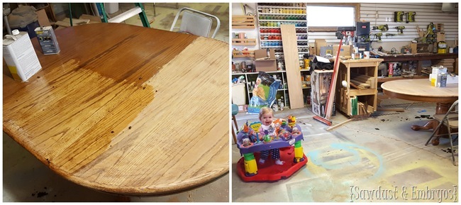 Prepping another table to stain! {Sawdust and Embryos}